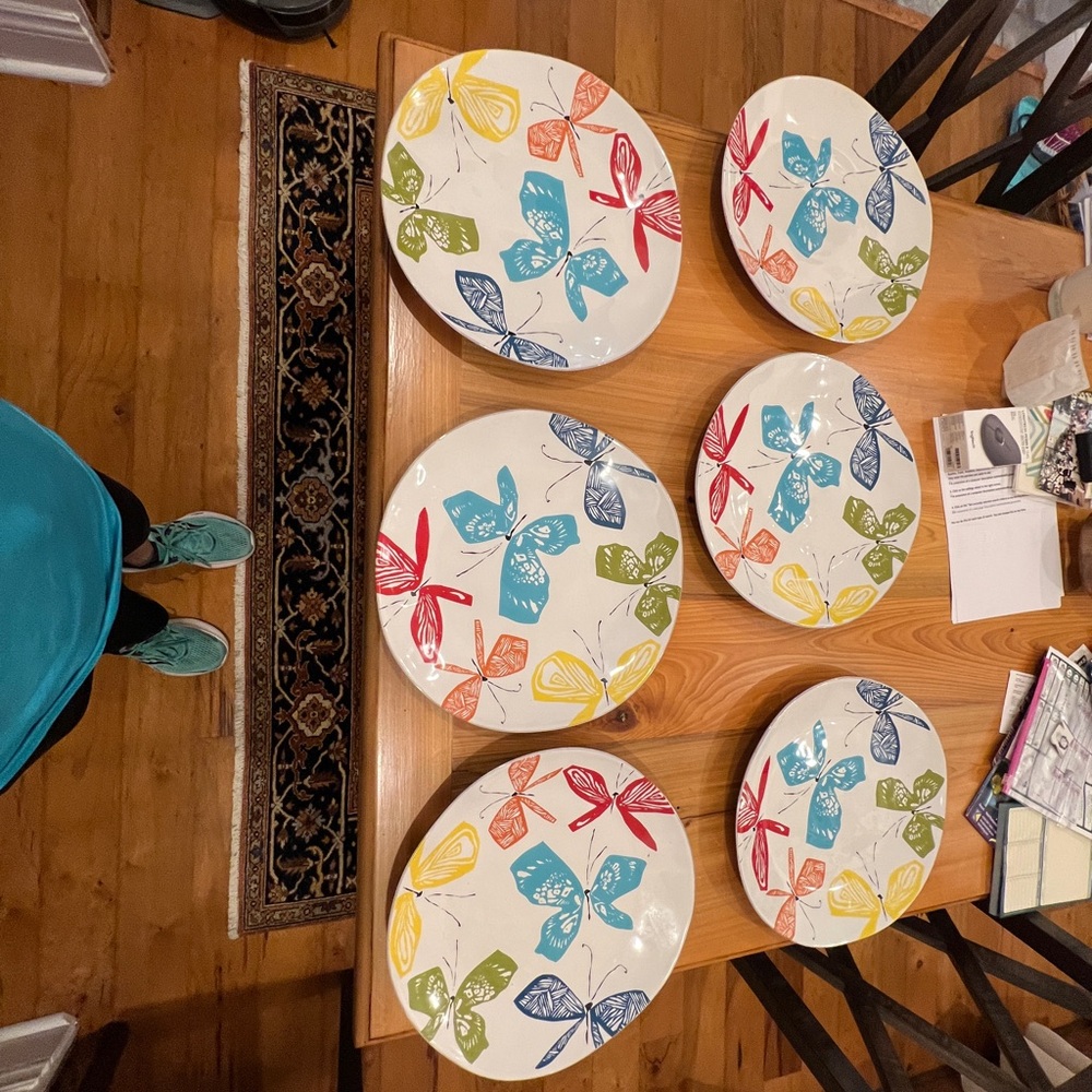 Marin Butterflies by Crate & Barrel Serving Platter Multicolor Butterflies